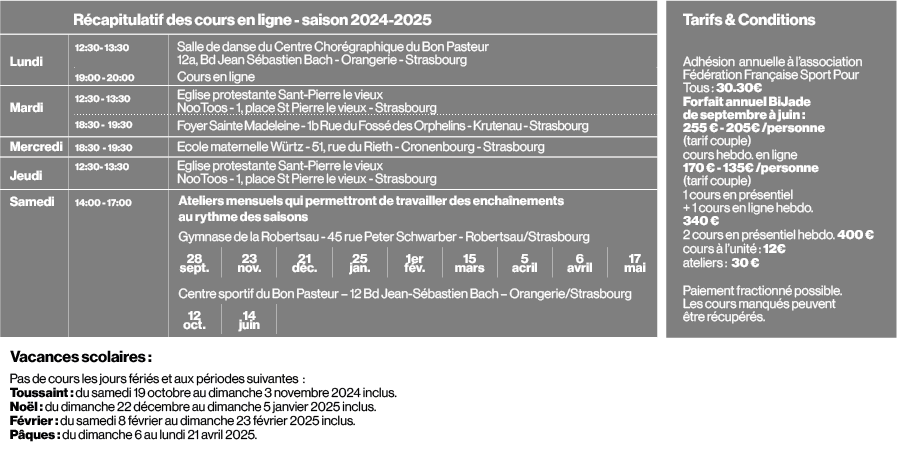 Recapitulatif horaires